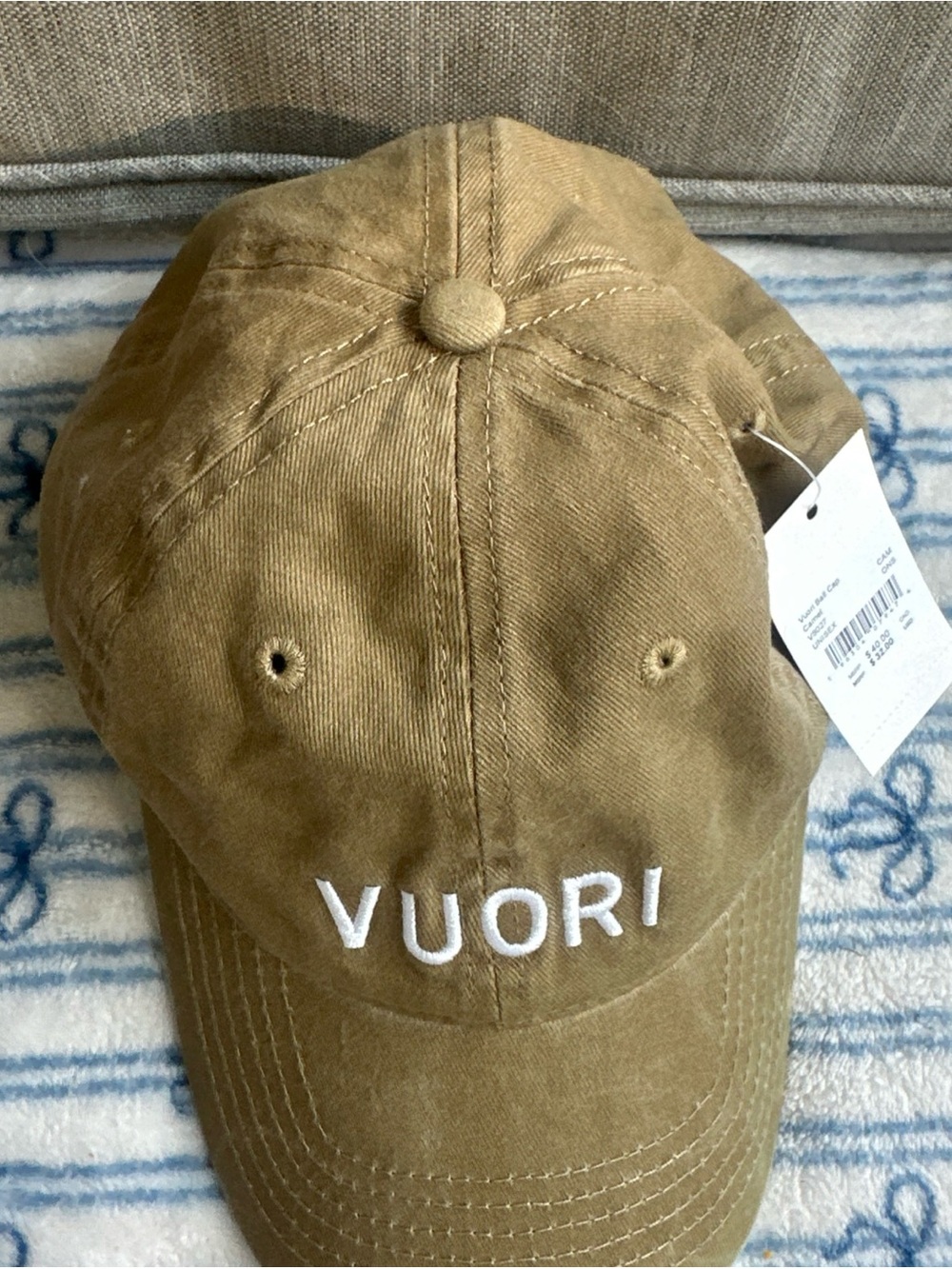 NWT Vuori Ball Cap Brown Cotton Canvas Embroidered Logo Adjustable camel color - Picture 5 of 10